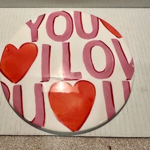 Decorative 'You Love' Pink and Red Party Serving Platter